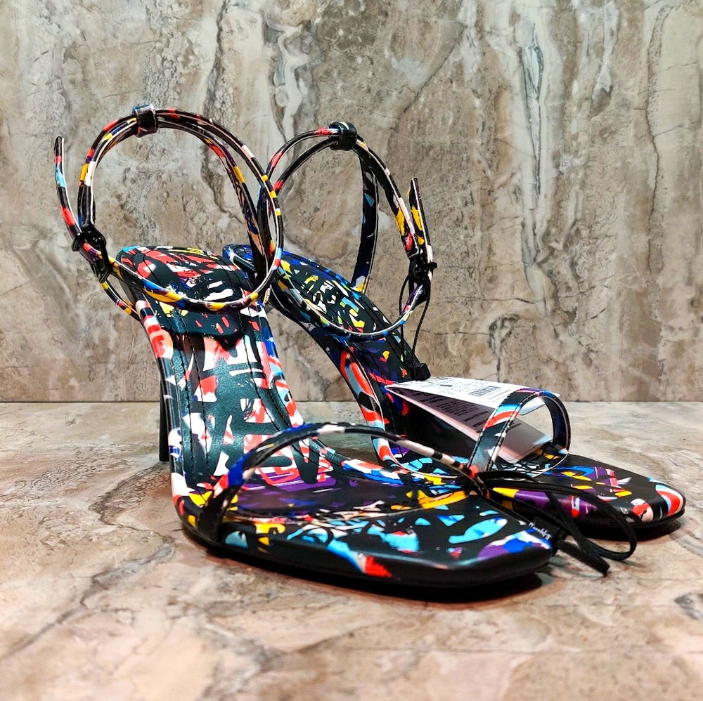 Bershka High Heel Grafitti Sandals Sz 7